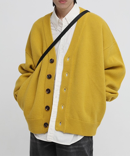 ダークブラウン 茶色 M.P Studios Oversized high neck cardigan