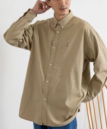 ”ワンポイント刺繍シリーズ”働く人刺繍チノボタンダウンビッグシャツ