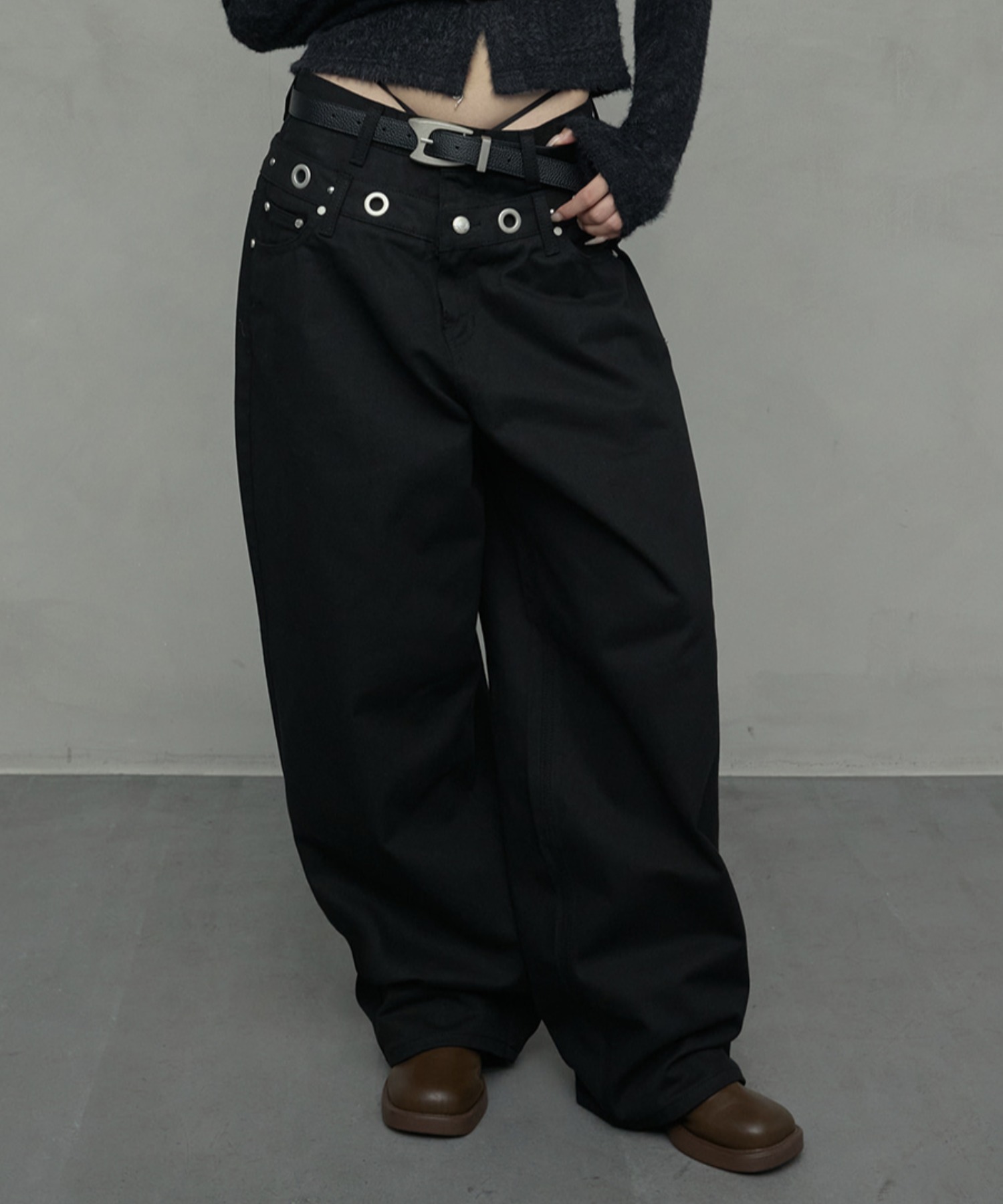 A'GEM/9 × .kom 『NIIER NOR/ニアノア』 EYELET DOUBLE WAIST PANTS