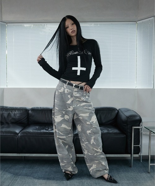 A'GEM/9 × .kom 『NIIER NOR/ニアノア』 EYELET DOUBLE WAIST PANTS