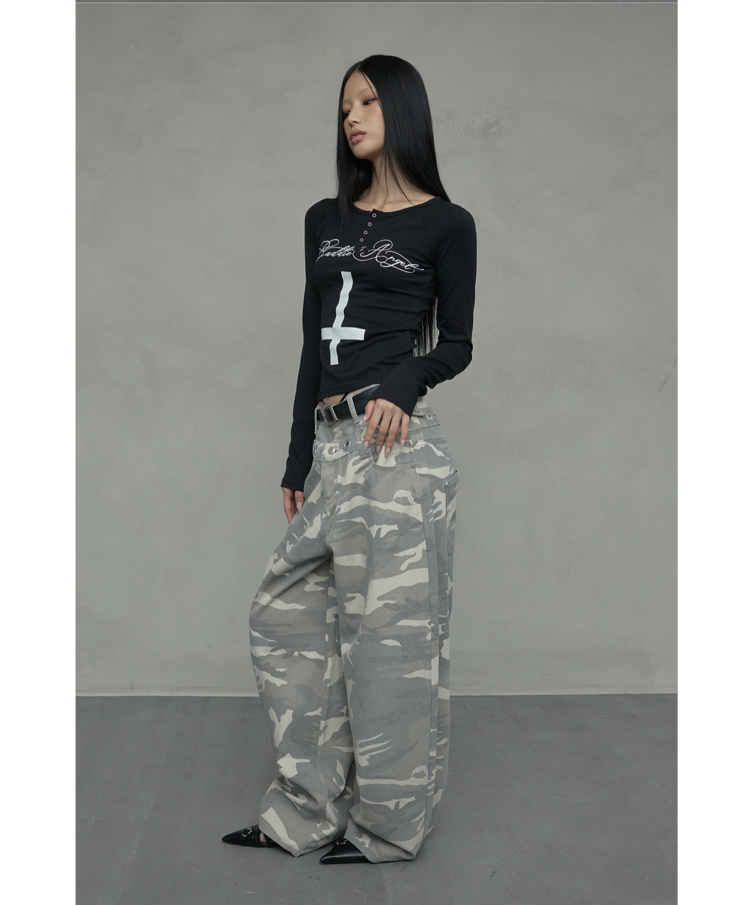 A'GEM/9 × .kom 『NIIER NOR/ニアノア』 EYELET DOUBLE WAIST PANTS