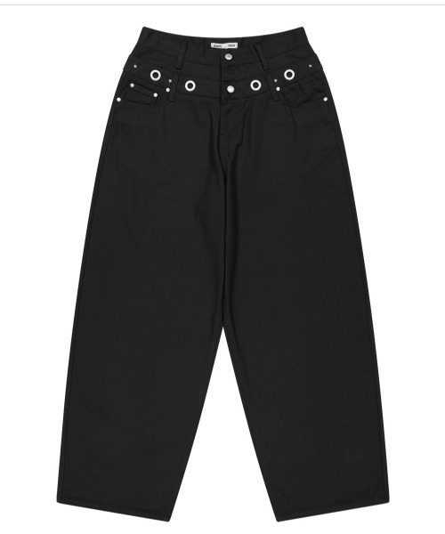 A'GEM/9 × .kom 『NIIER NOR/ニアノア』 EYELET DOUBLE WAIST PANTS