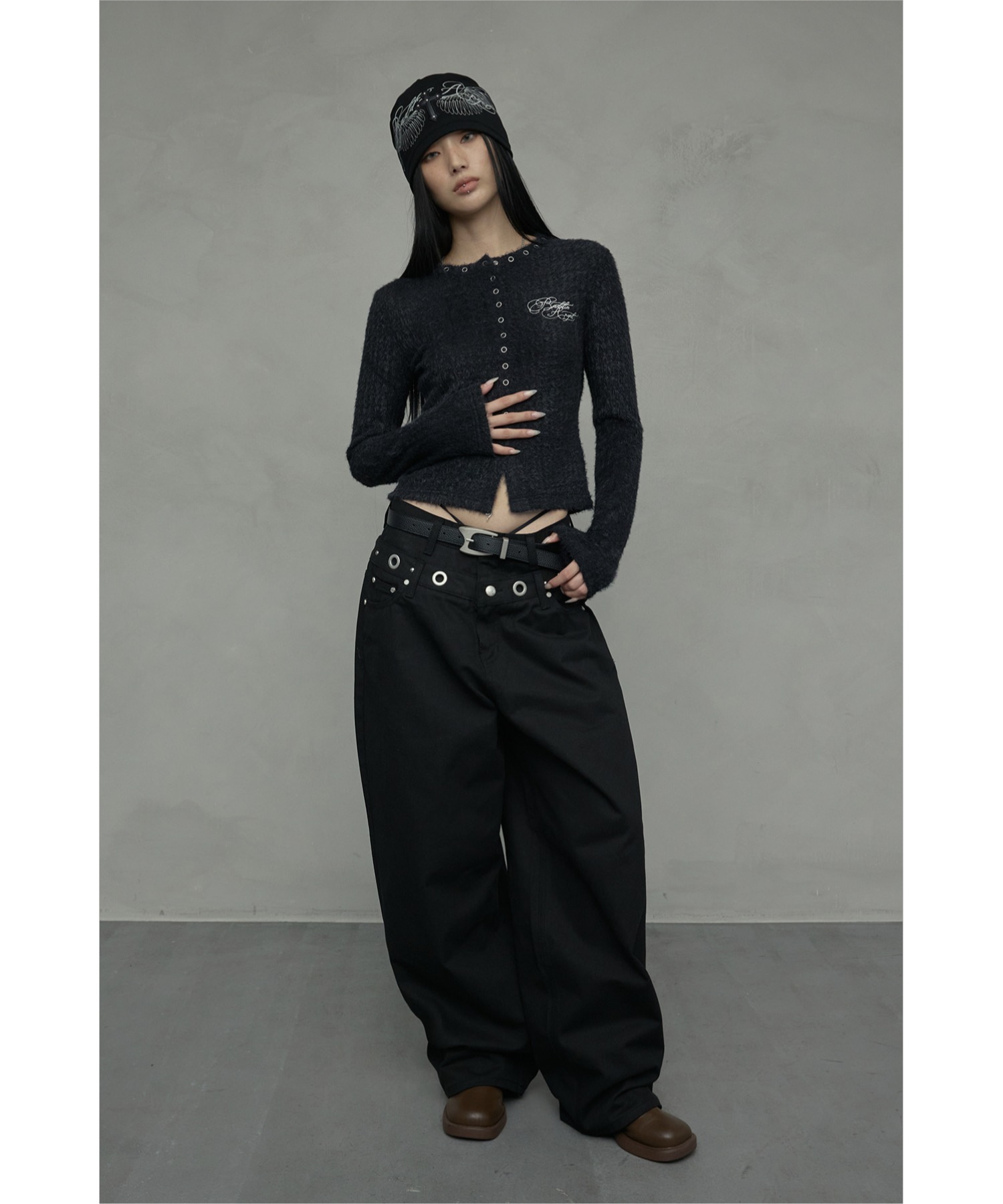 A'GEM/9 × .kom 『NIIER NOR/ニアノア』 EYELET DOUBLE WAIST PANTS