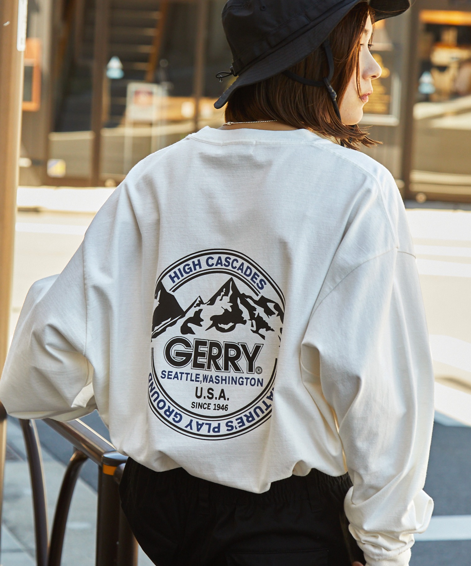 GERRY/ジェリー 別注 バックサークルロゴプリント ビッグシルエット長袖Tシャツ