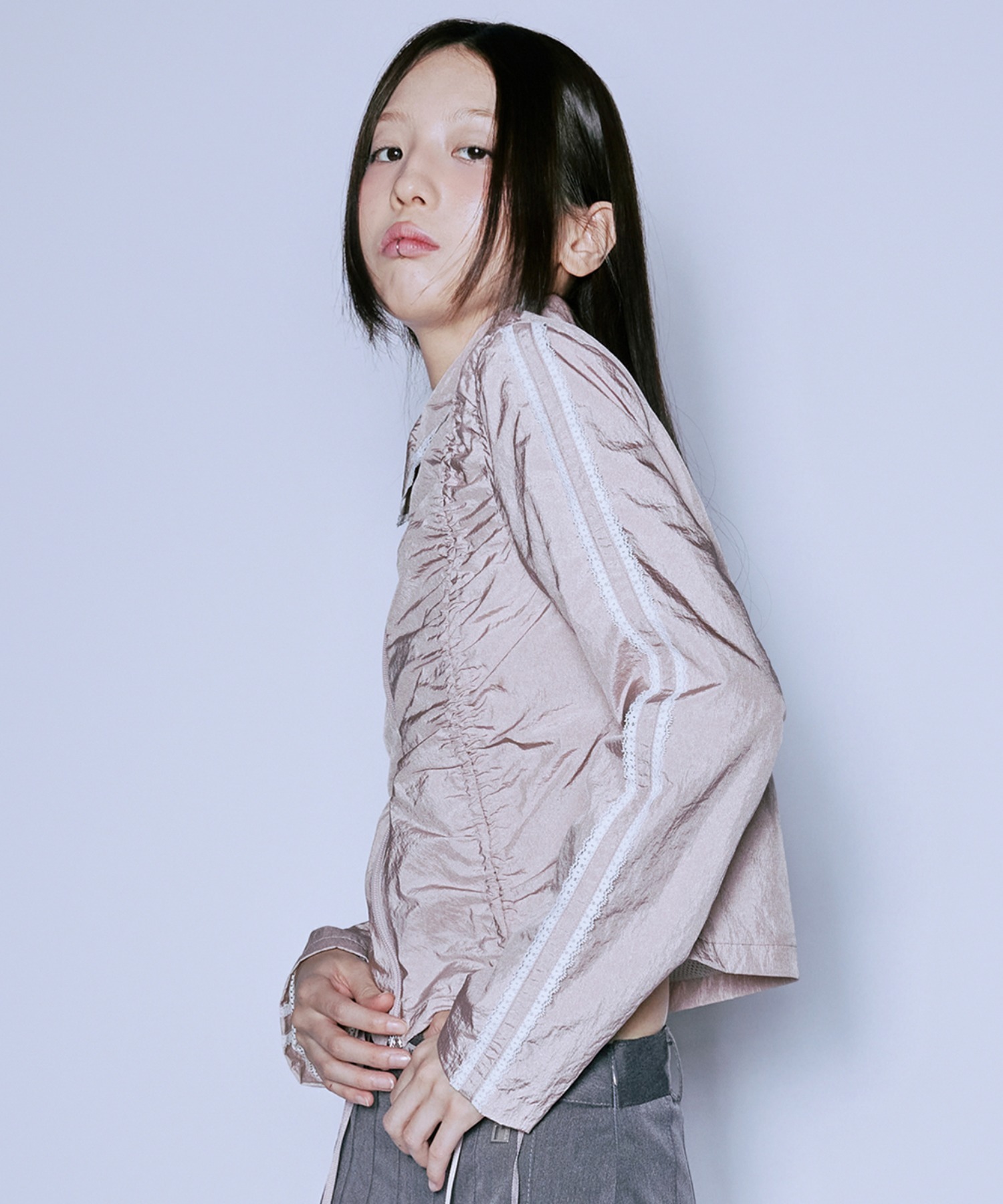 A'GEM/9 × .kom 『NIIER NOR/ニア ノア』 LACE SHIRRING JACKET