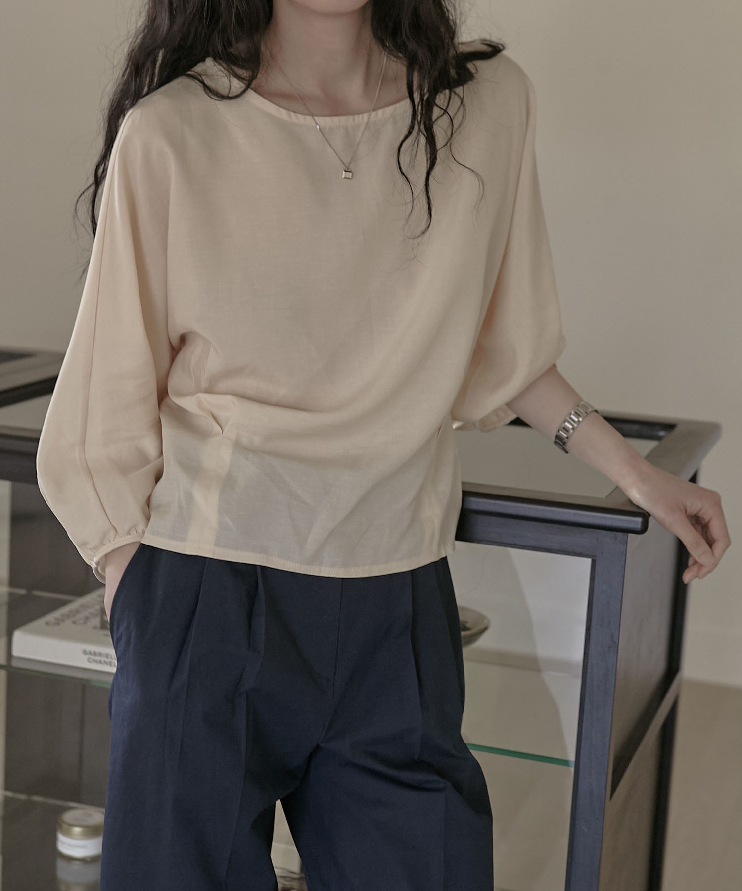 【MUYMONA】【2022SS】Linen boatneck blouse mmw22s025