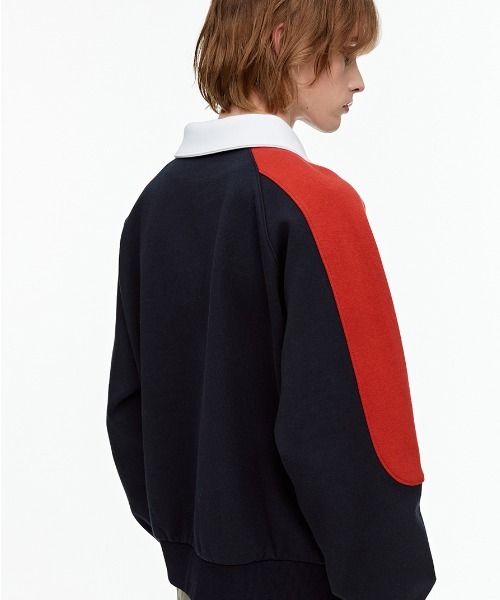 aclent  フロントジップファーカラースウェットシャツ コットン裏毛 フロントジップ スウェット