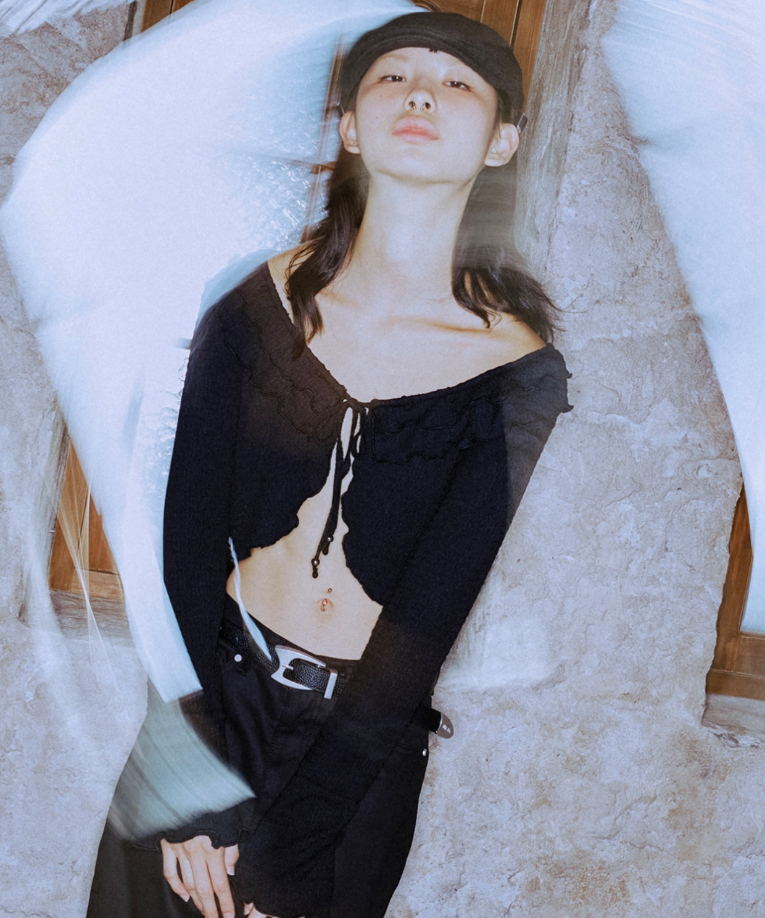 カーディガン A'GEM/9 × .kom 「NIIER NOR/ニア ノア」 WRINKLE ROSE CARDIGAN/リンクル ローズカーディガ A'GEM/9 × .kom 『NIIER NOR/ニア ノア』 WRINKLE ROSE CARDIGAN