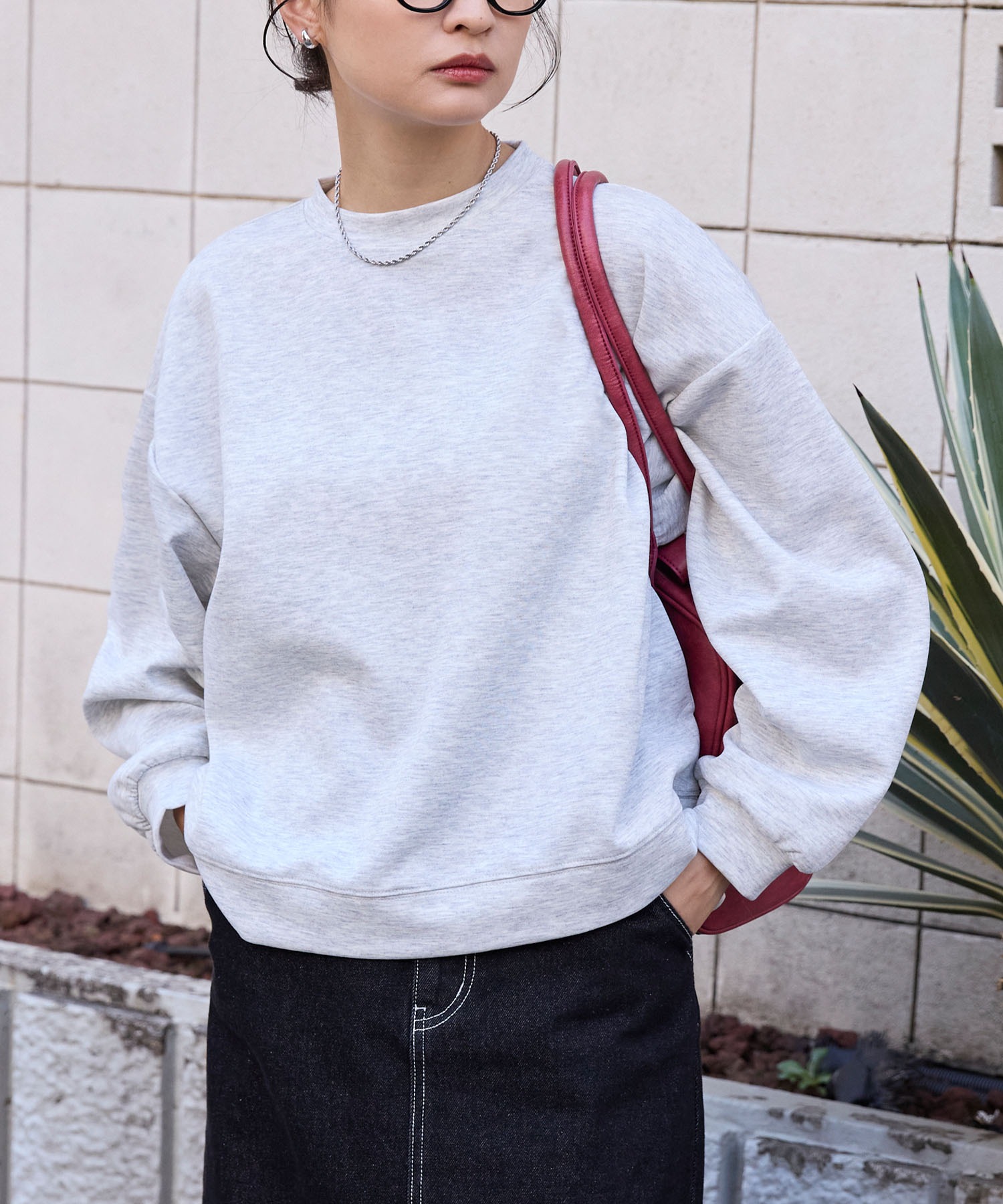 イージードライダンボールニットボリュームスリーブサイドスリットプル