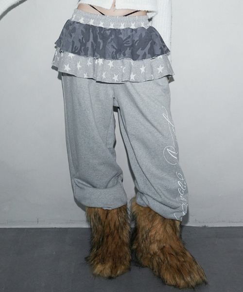 A'GEM/9 × .kom 『NIIER NOR/ニアノア』 2-LAYER SKIRT SWEATPANTS