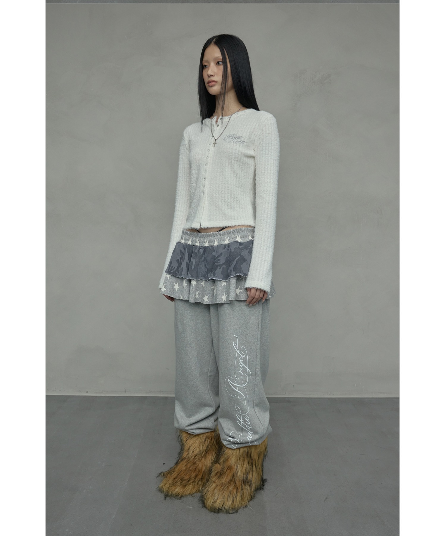 A'GEM/9 × .kom 『NIIER NOR/ニアノア』 2-LAYER SKIRT SWEATPANTS