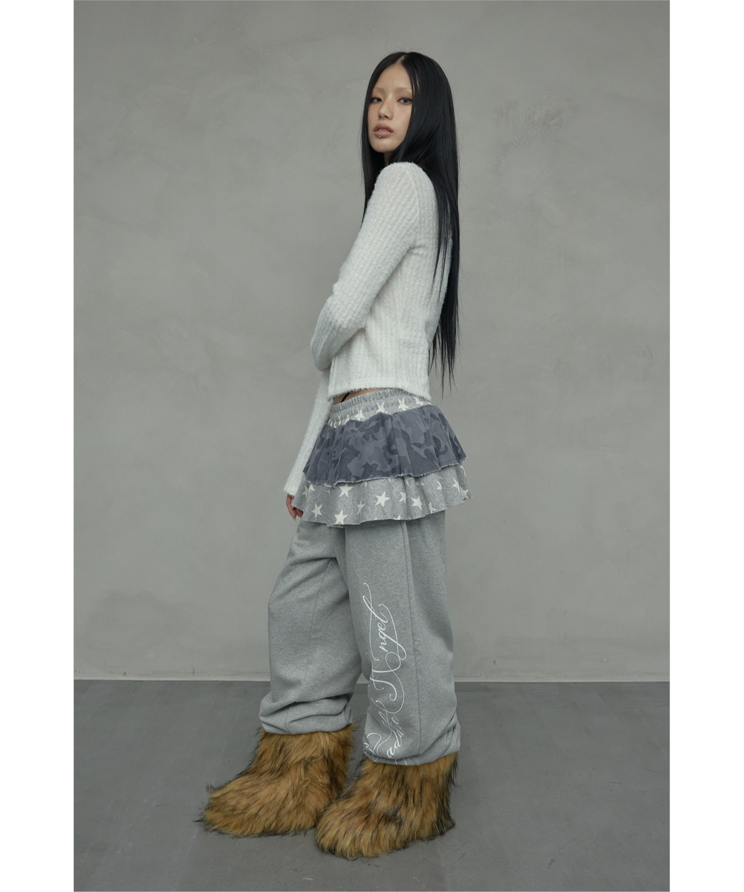 A'GEM/9 × .kom 『NIIER NOR/ニアノア』 2-LAYER SKIRT SWEATPANTS