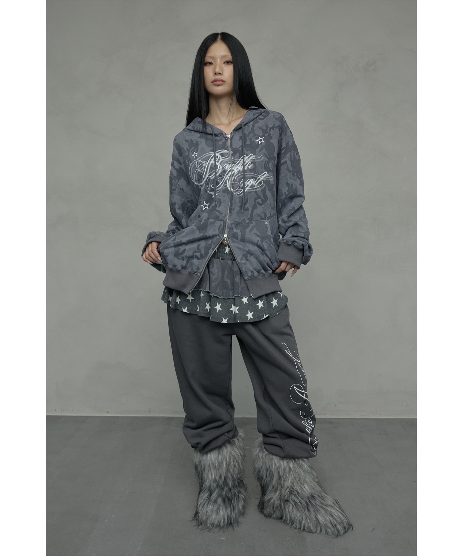 A'GEM/9 × .kom 『NIIER NOR/ニアノア』 2-LAYER SKIRT SWEATPANTS