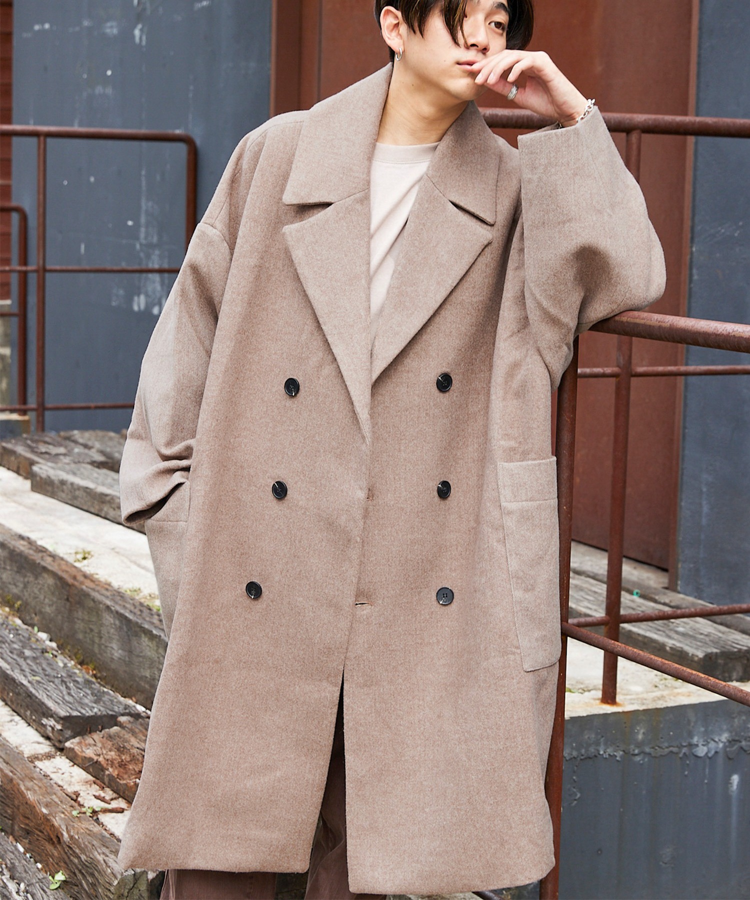 ビッグシルエットメルトンダブルチェスターオーバーコート/Melton Double Chesterfield Big Coat