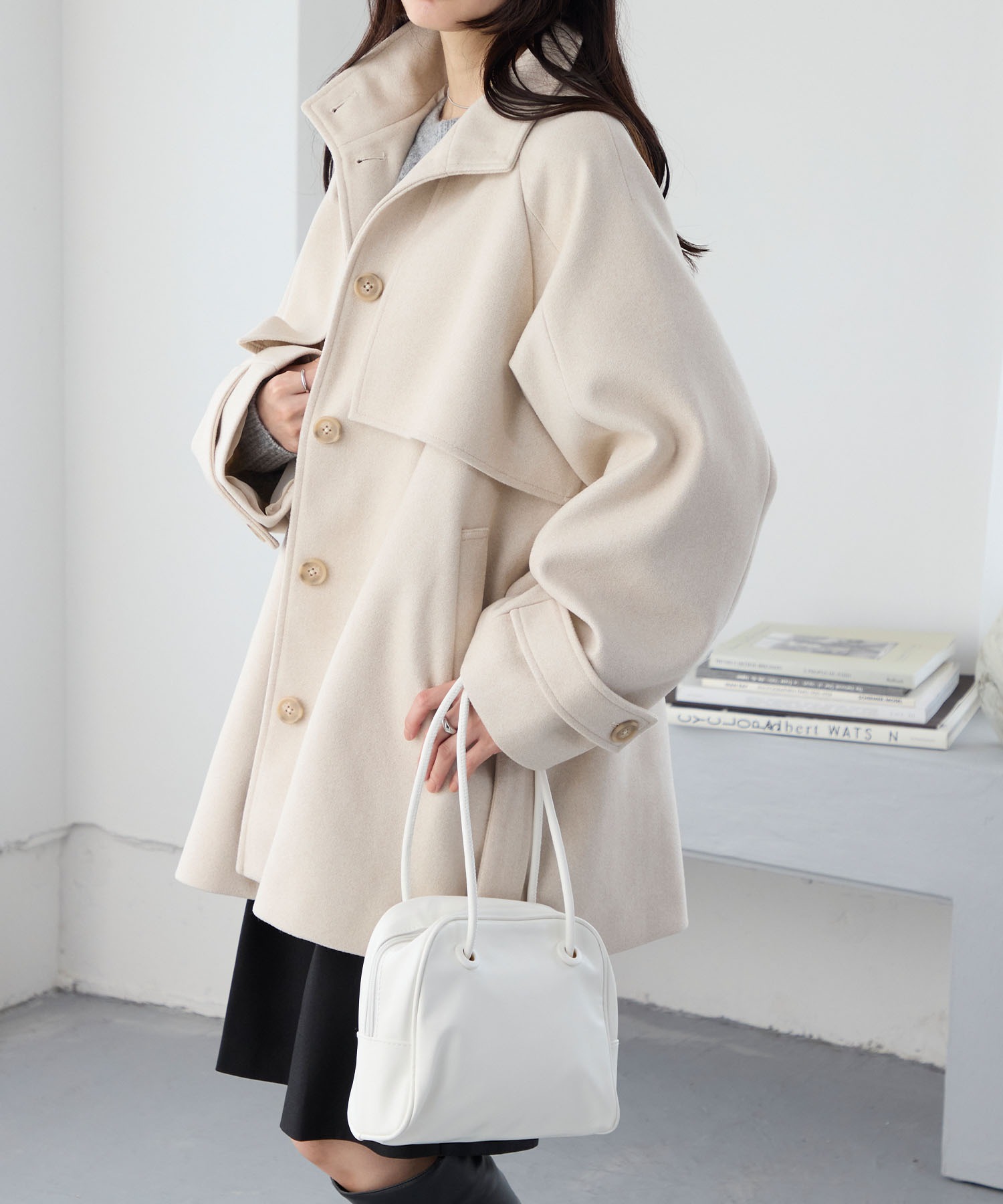 2WAY シャギーメルトン ミドル丈トレンチコート MONO-MART│MONO-MART