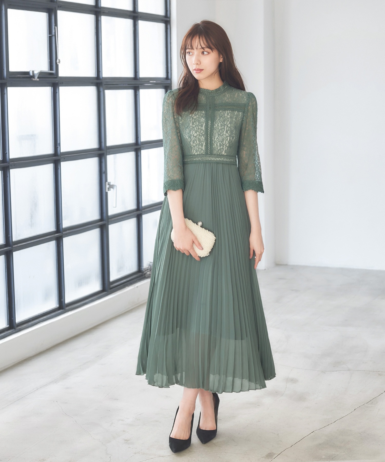 最も Girlレース オーガンジープリーツロング丈フレア結婚式ワンピースドレス 最も Girlレース オーガンジープリーツロング丈フレア結婚式ワンピースドレス