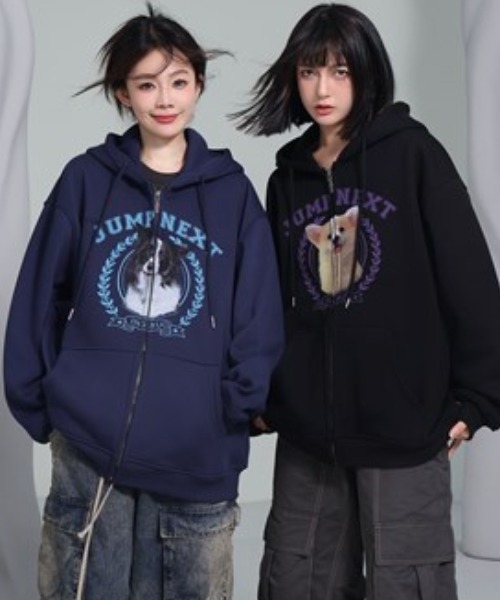 ૮꒰˶•༝•˶꒱ა♡出品 靴＆パーカー A'GEM/9 × .kom『JUMPNEXT／ジャンプネクスト』ドッグフーディージップ