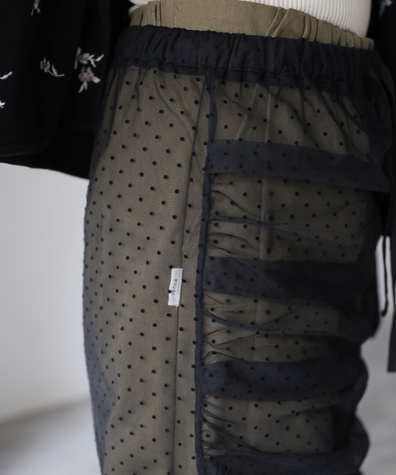 model：164cm. 着用サイズ：FREE,  チュールドット