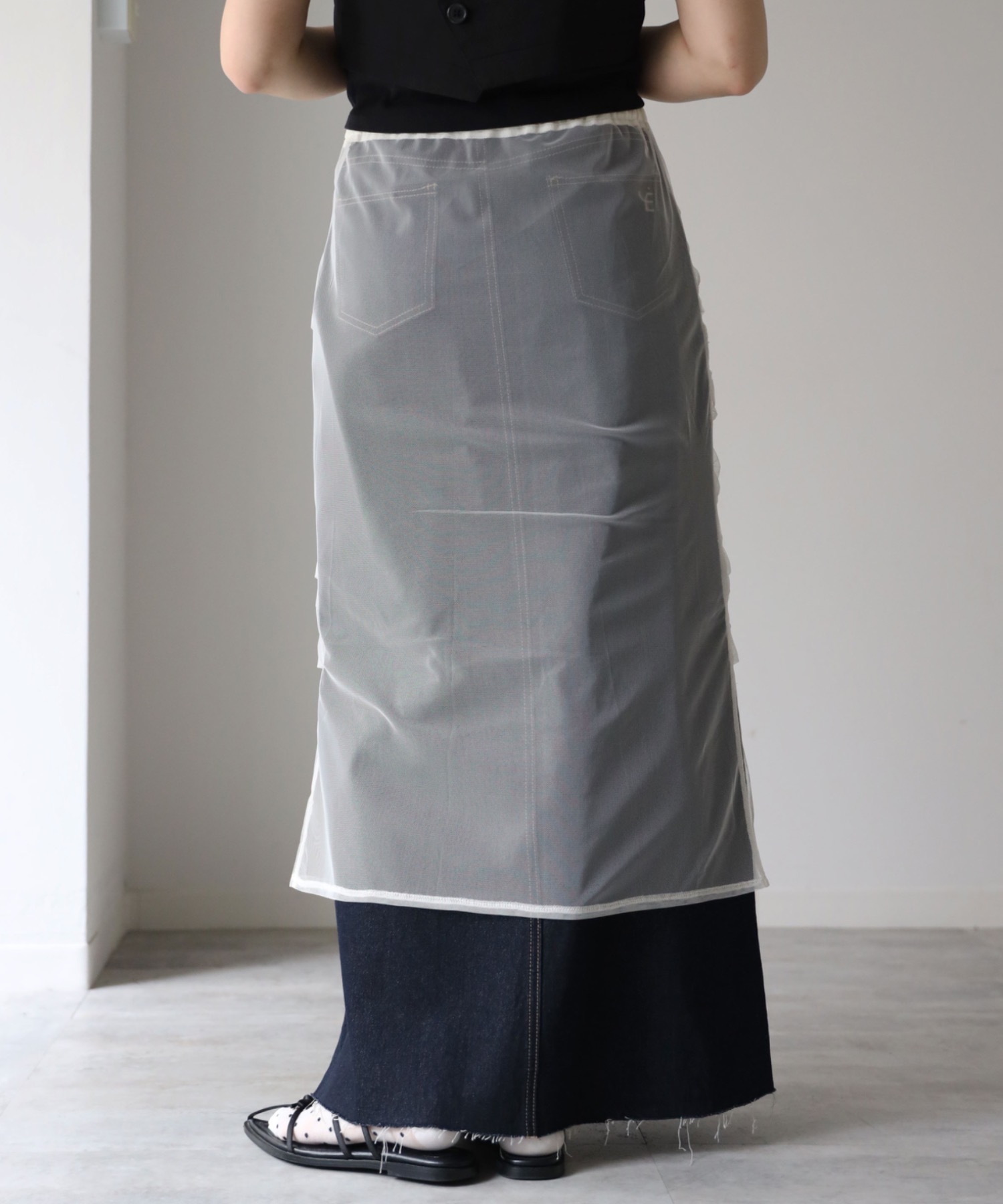 model：164cm. 着用サイズ：FREE, チュール無地