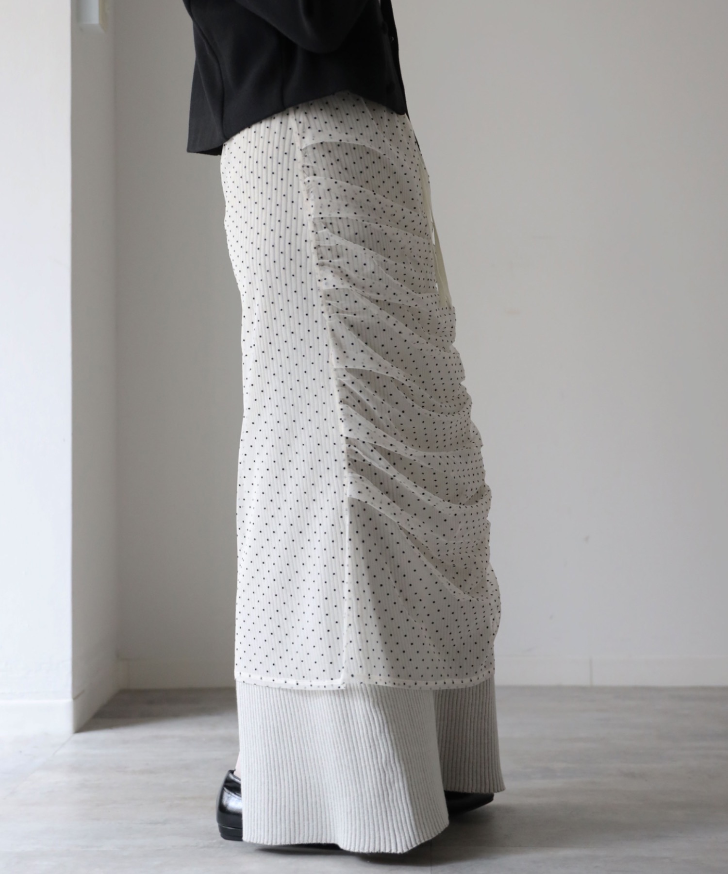 model：164cm. 着用サイズ：FREE,  チュールドット