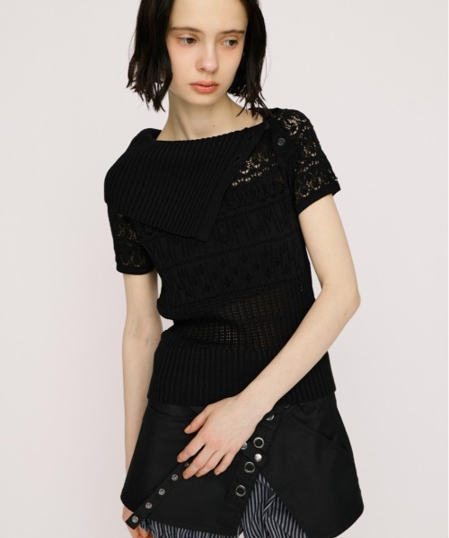 Big Collar Crochet Tops — вязаный крючком топ с большим воротником, весна/лето, шерстяной смешанный