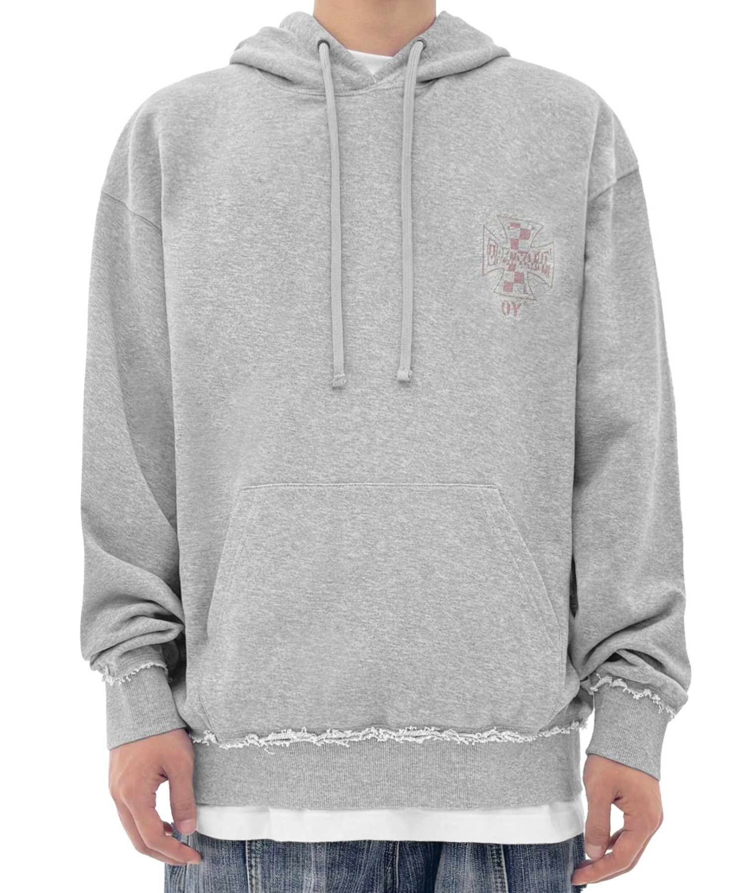 激安な OY/オーワイ』 CHECK CROSS HOODIE/チェッククロスプルオーバー トップス