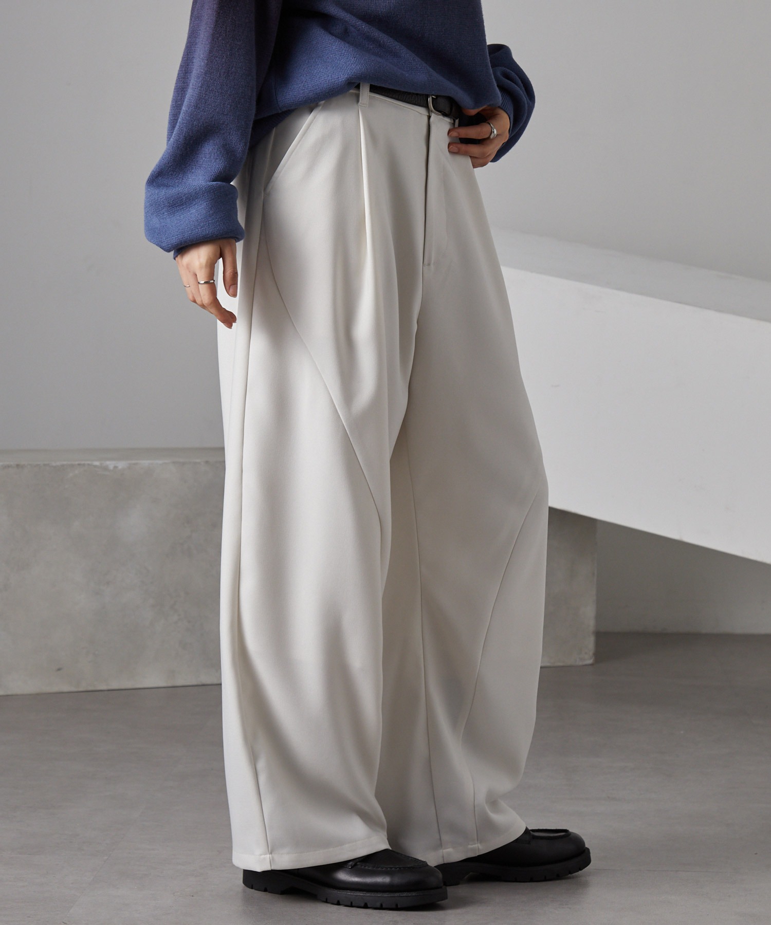 R*L様 haversack ホワイト スラックス XL ウールライク カーブセミワイドタックスラックス MONO-MART│MONO-MART