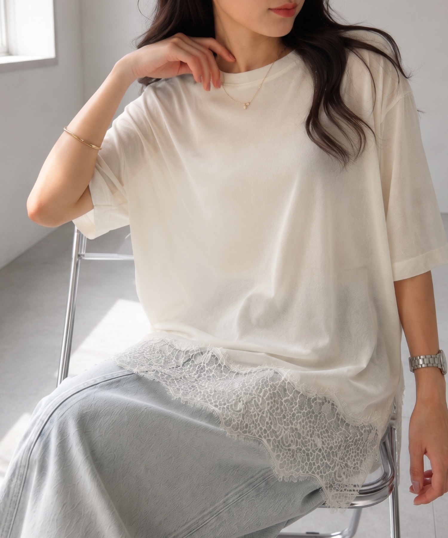 モデル身長：157cm
着用サイズ；FREE