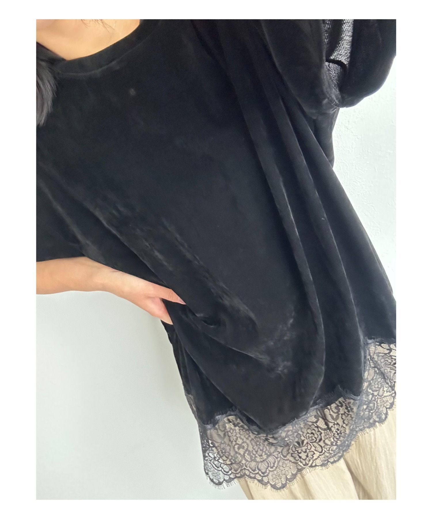 シアーベロア×レース切り替えの組み合わせが最高に可愛いです