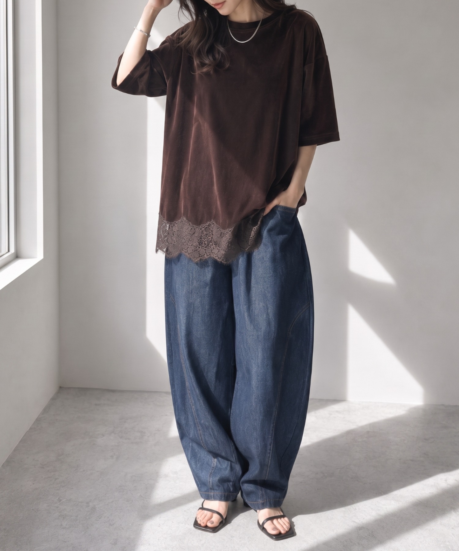 モデル身長：157cm
着用サイズ；FREE