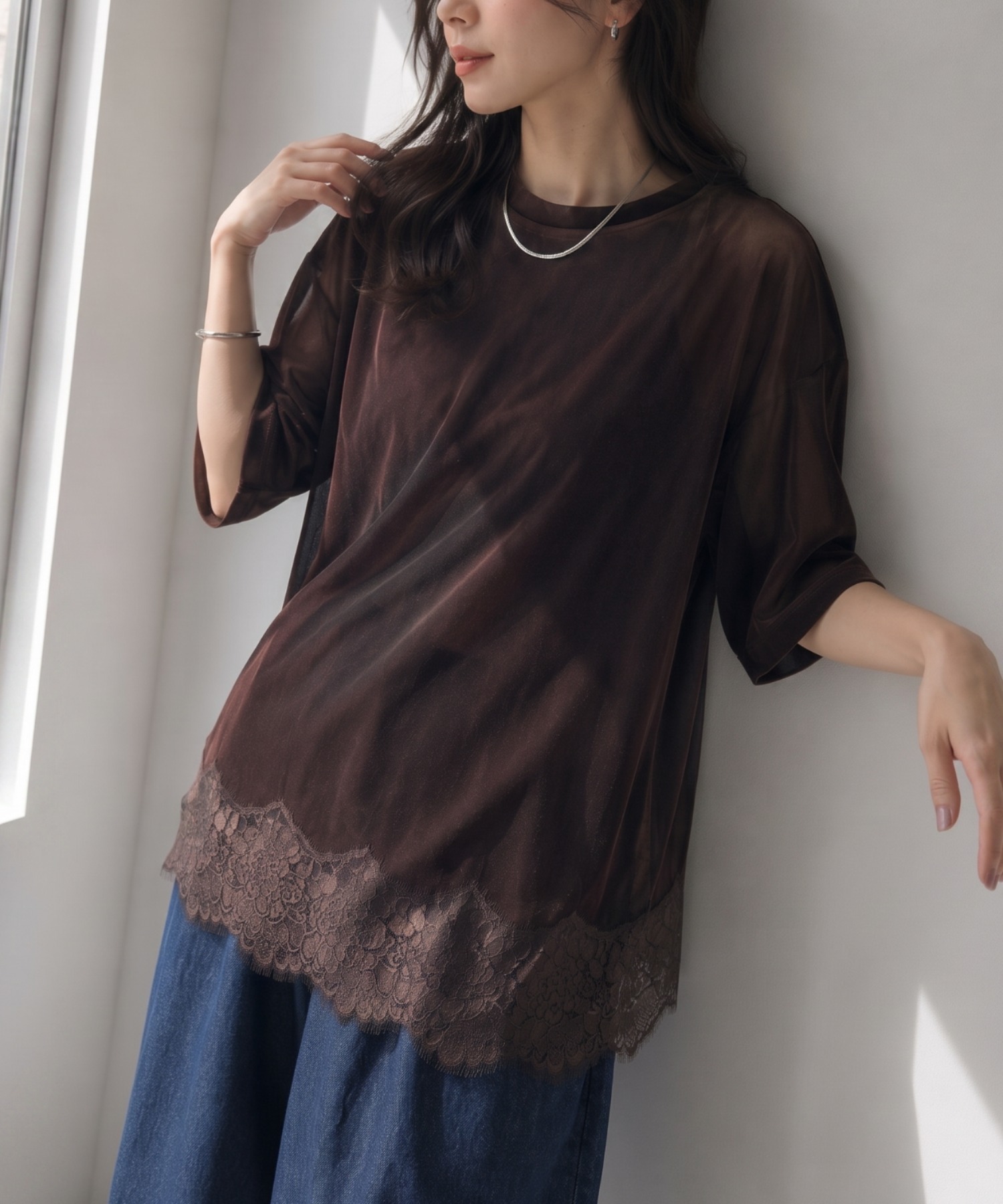 モデル身長：157cm
着用サイズ；FREE