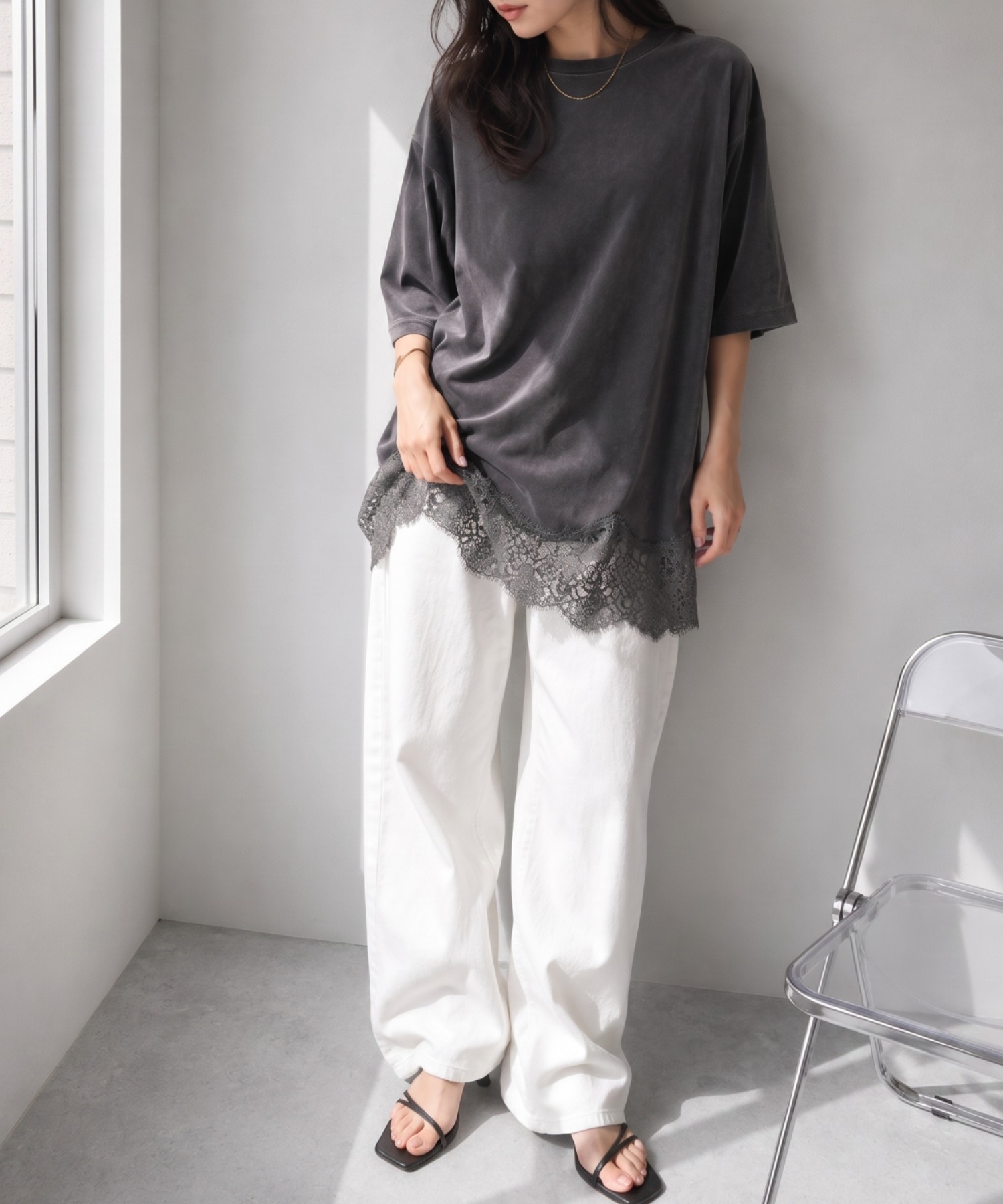 モデル身長：157cm
着用サイズ；FREE