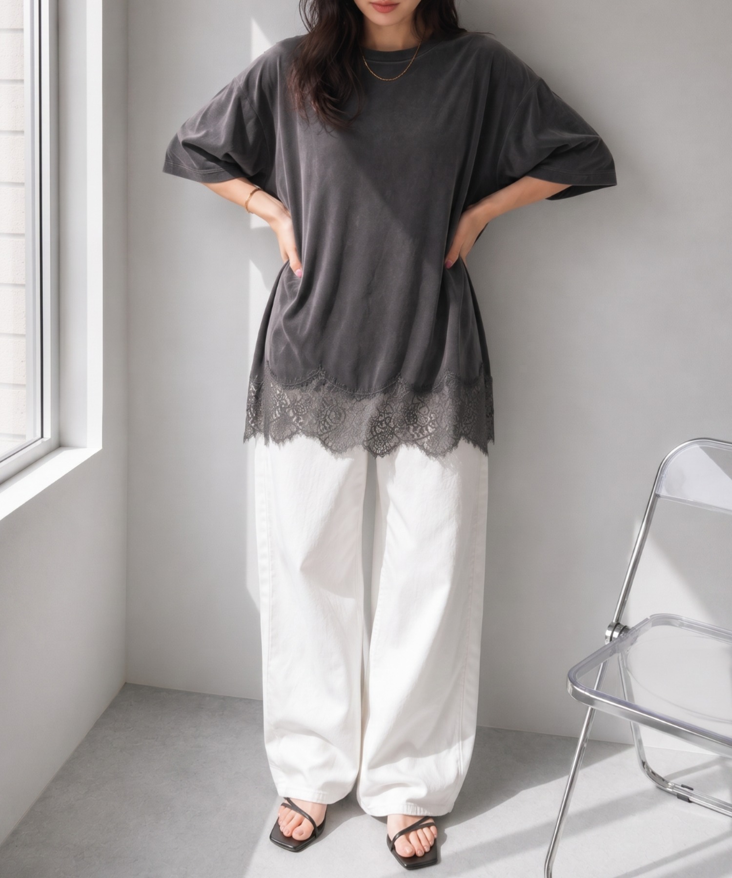 モデル身長：157cm
着用サイズ；FREE