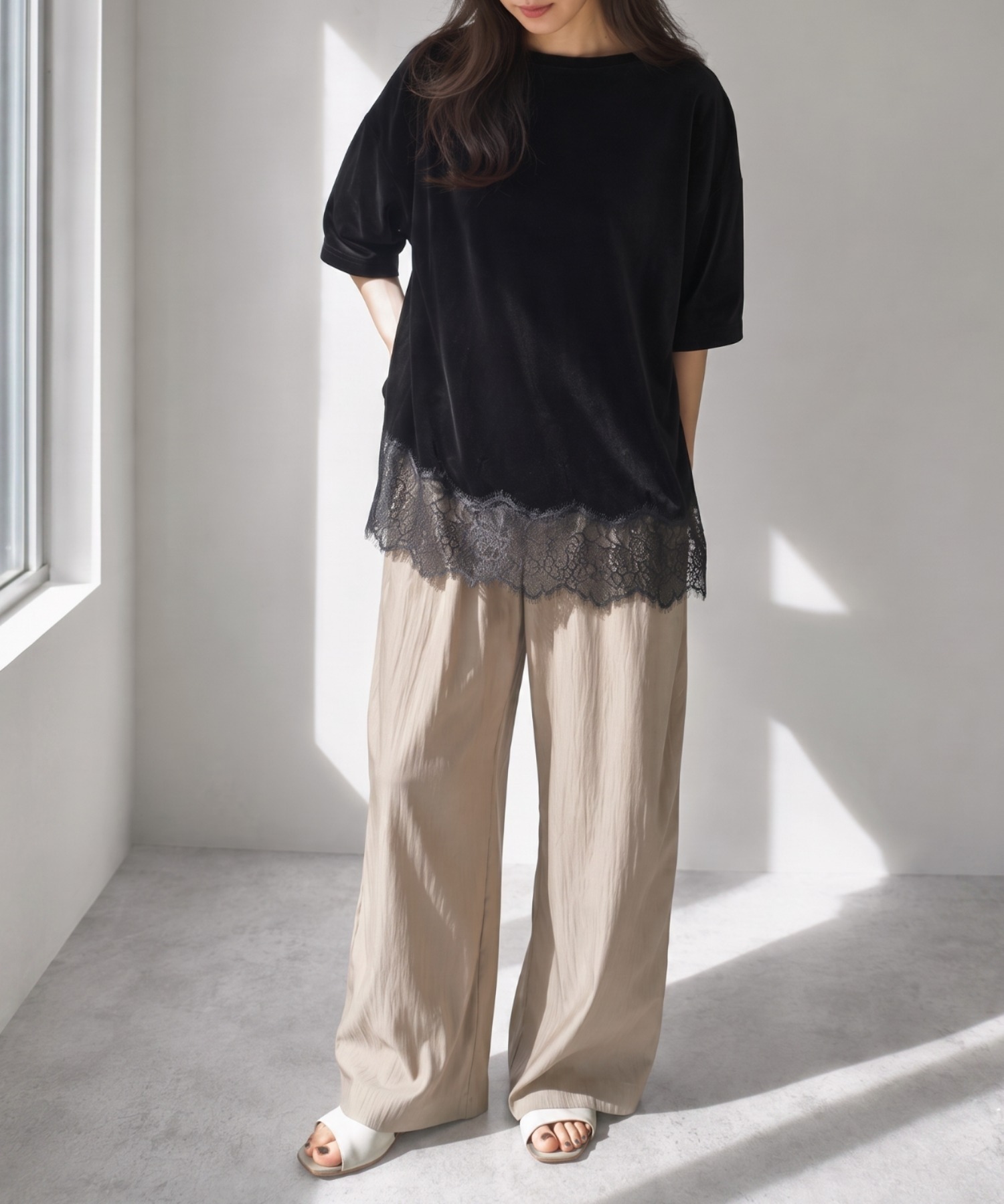 モデル身長：157cm
着用サイズ；FREE