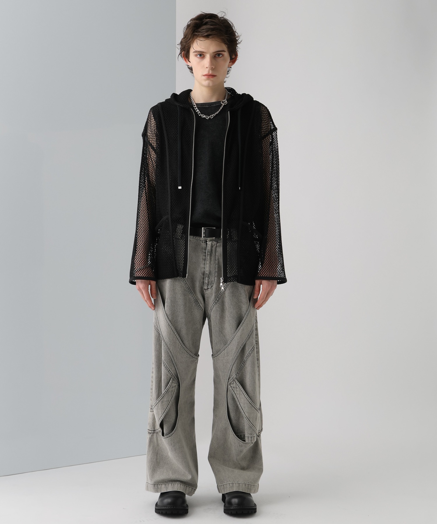 OVERメッシュZIPパーカー(HARE)