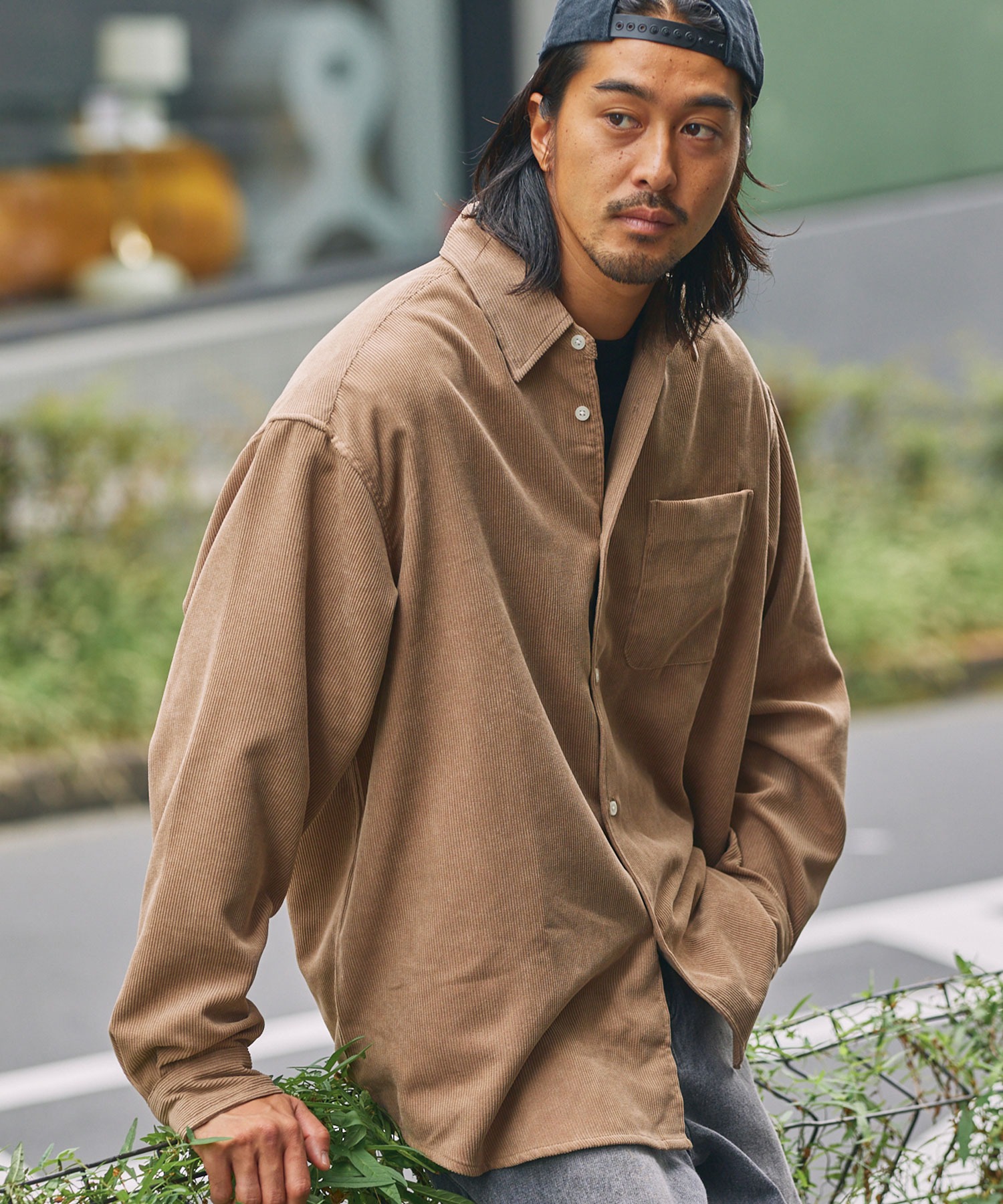 ファンクショナルコーデュロイ オーバーサイズ レギュラーカラー長袖