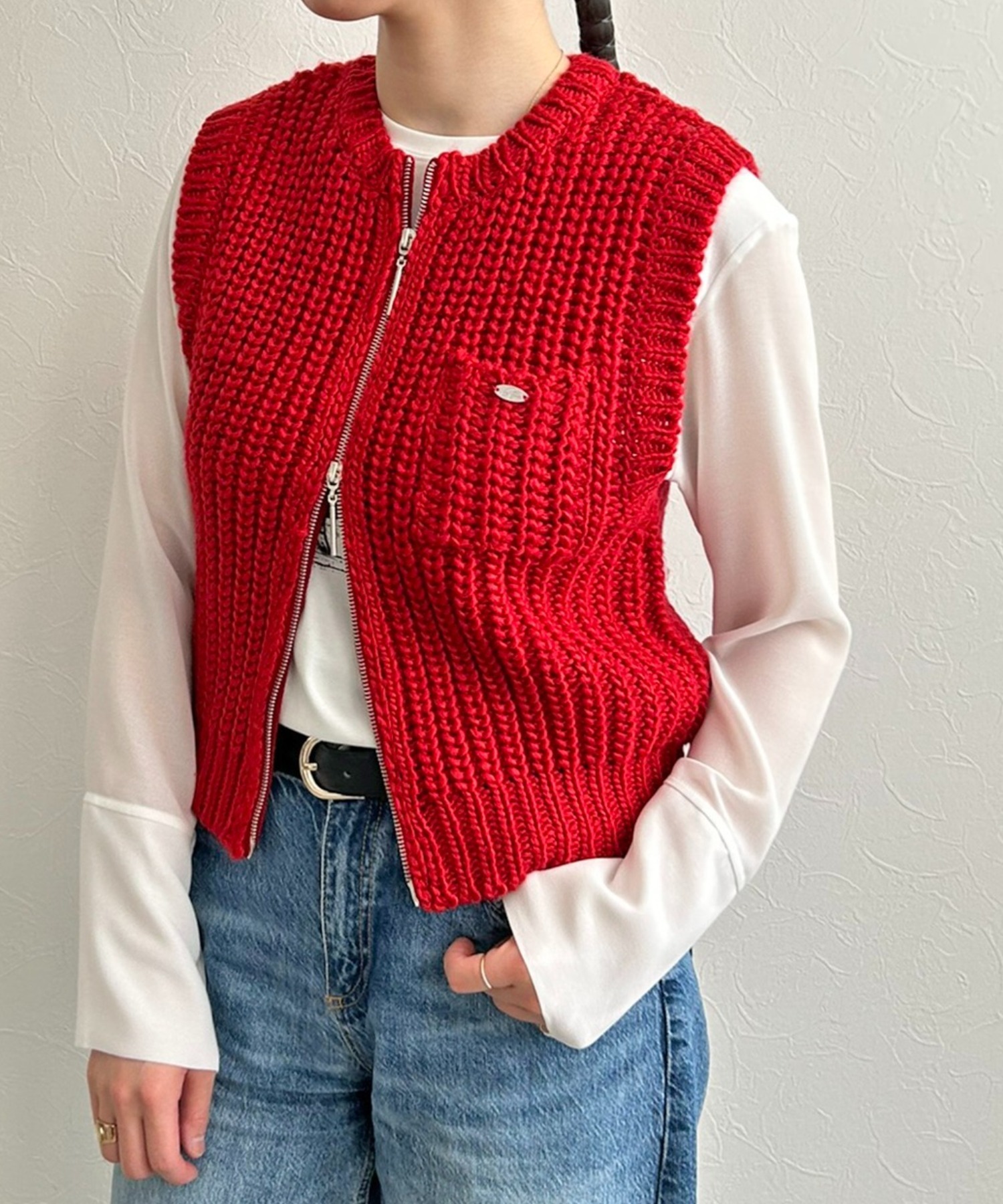 ダブルジップコンパクトニットベスト LHELBIE│Eimee Law & LHELBIE