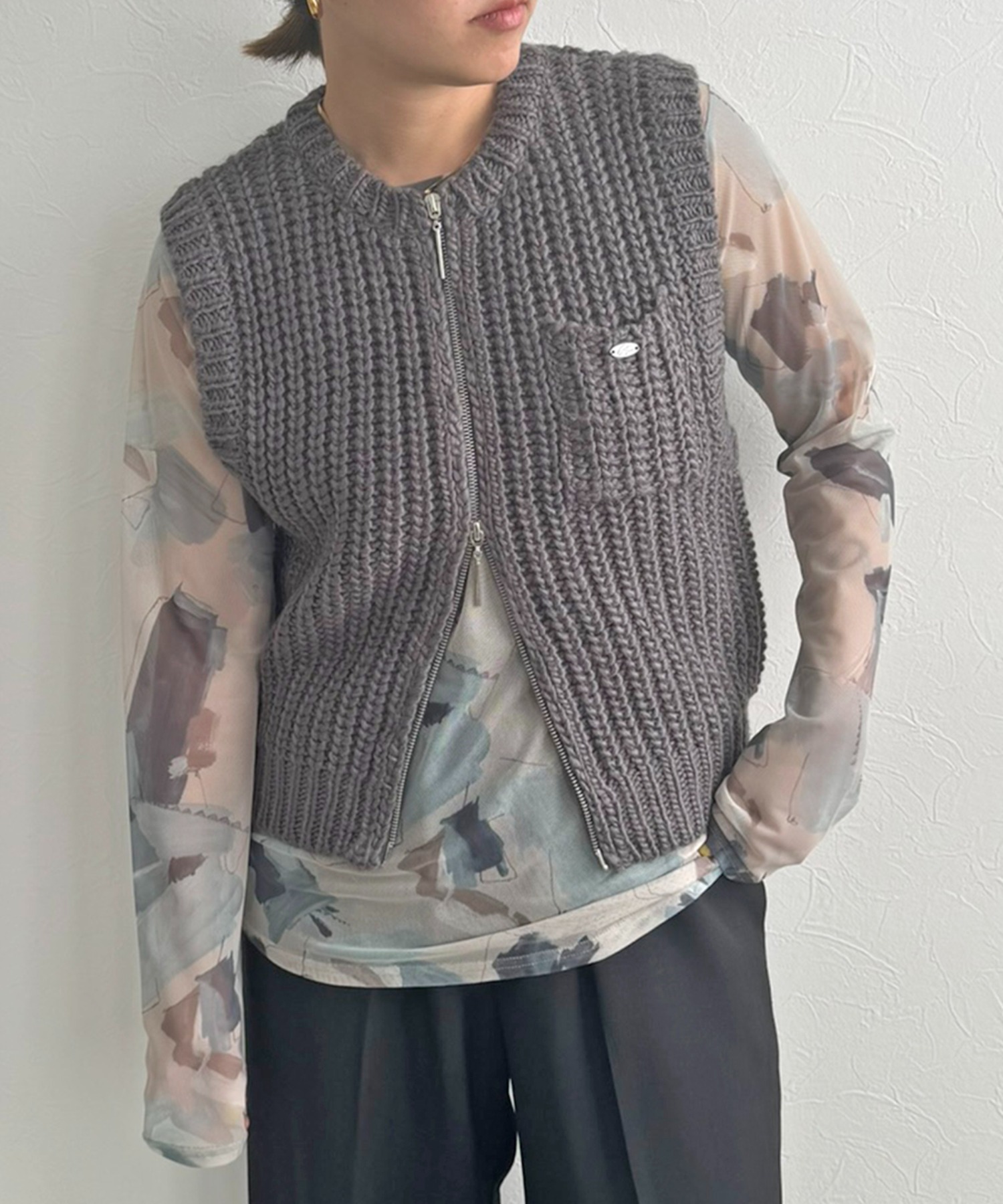 ダブルジップコンパクトニットベスト LHELBIE│Eimee Law & LHELBIE