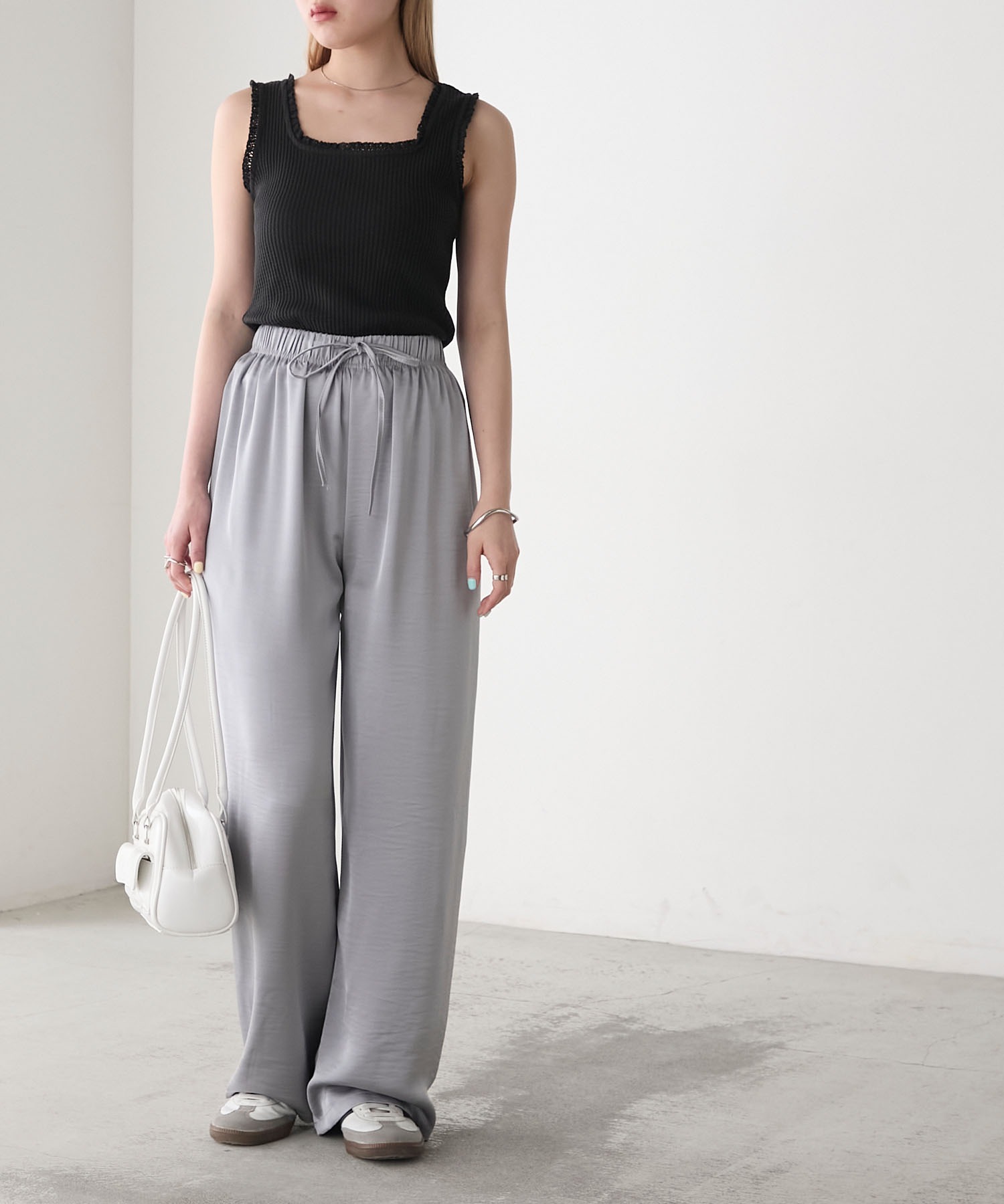 forksy.】レーススクエアネック変形リブタンクトップ forksy.│MONO