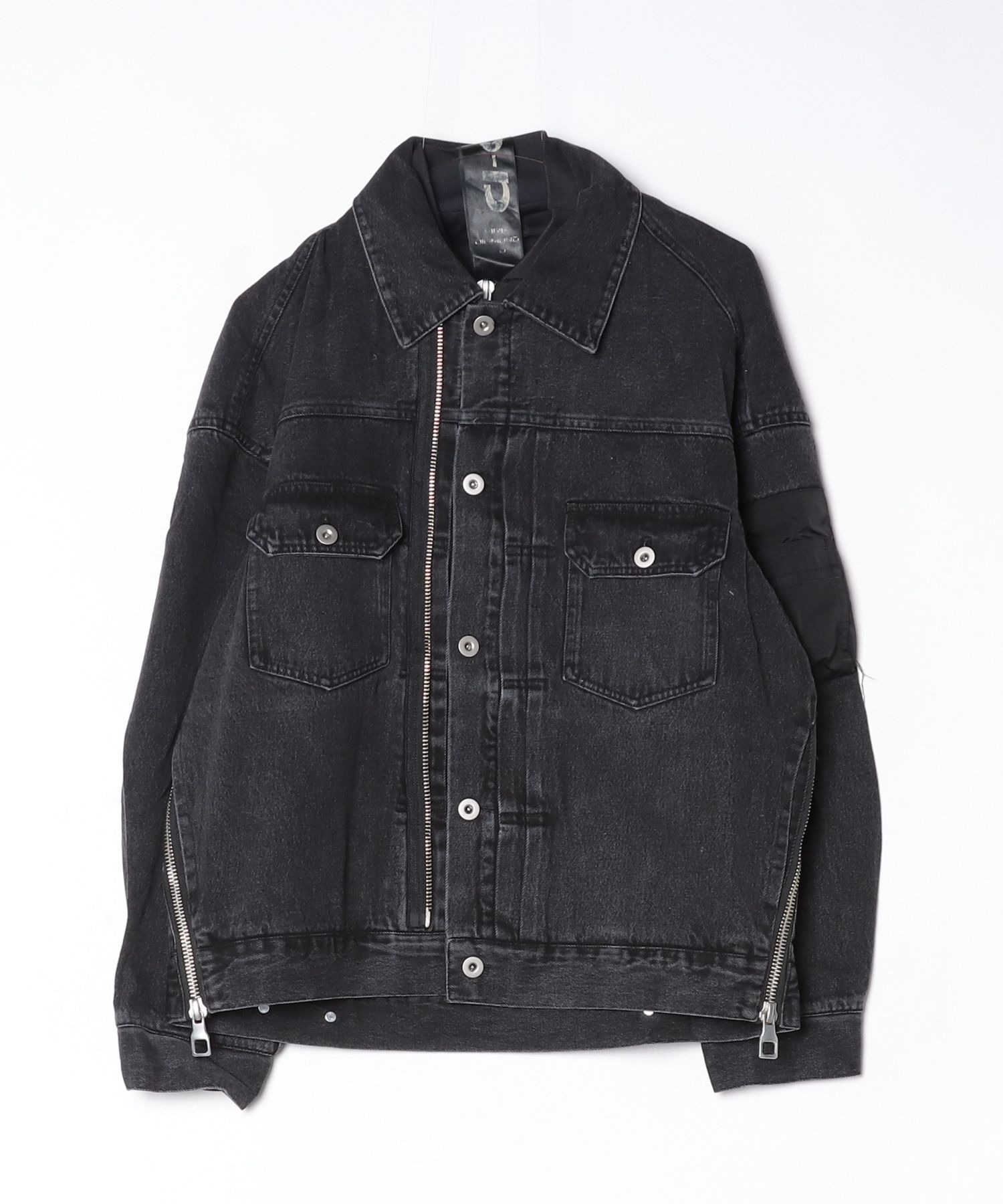 45R 加工 デニム ジャケット A'GEM/9×.kom『select/セレクト』FAKE LAYERED NYLON-INSET DENIM
