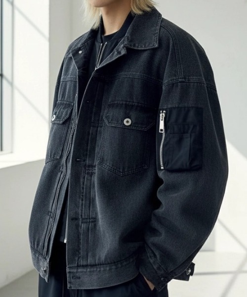 A'GEM/9×.kom『select/セレクト』FAKE LAYERED NYLON-INSET DENIM