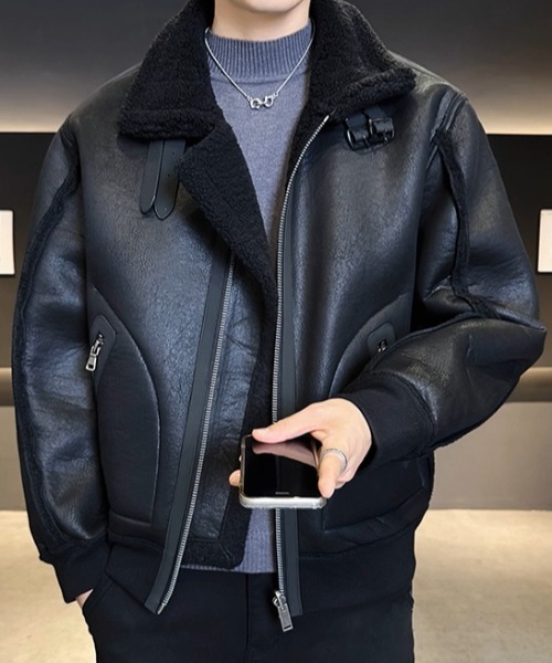 A'GEM/9×.kom『select/セレクト』FAUX MOUTON AVIATOR JACKET/フォー