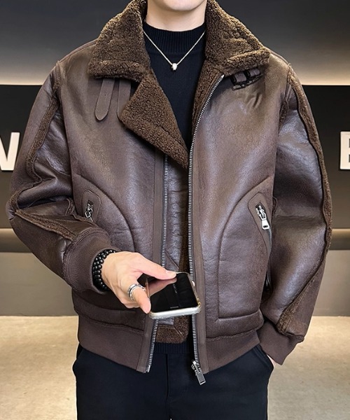 A'GEM/9×.kom『select/セレクト』FAUX MOUTON AVIATOR JACKET/フォー