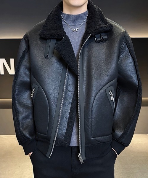 A'GEM/9×.kom『select/セレクト』FAUX MOUTON AVIATOR JACKET/フォー