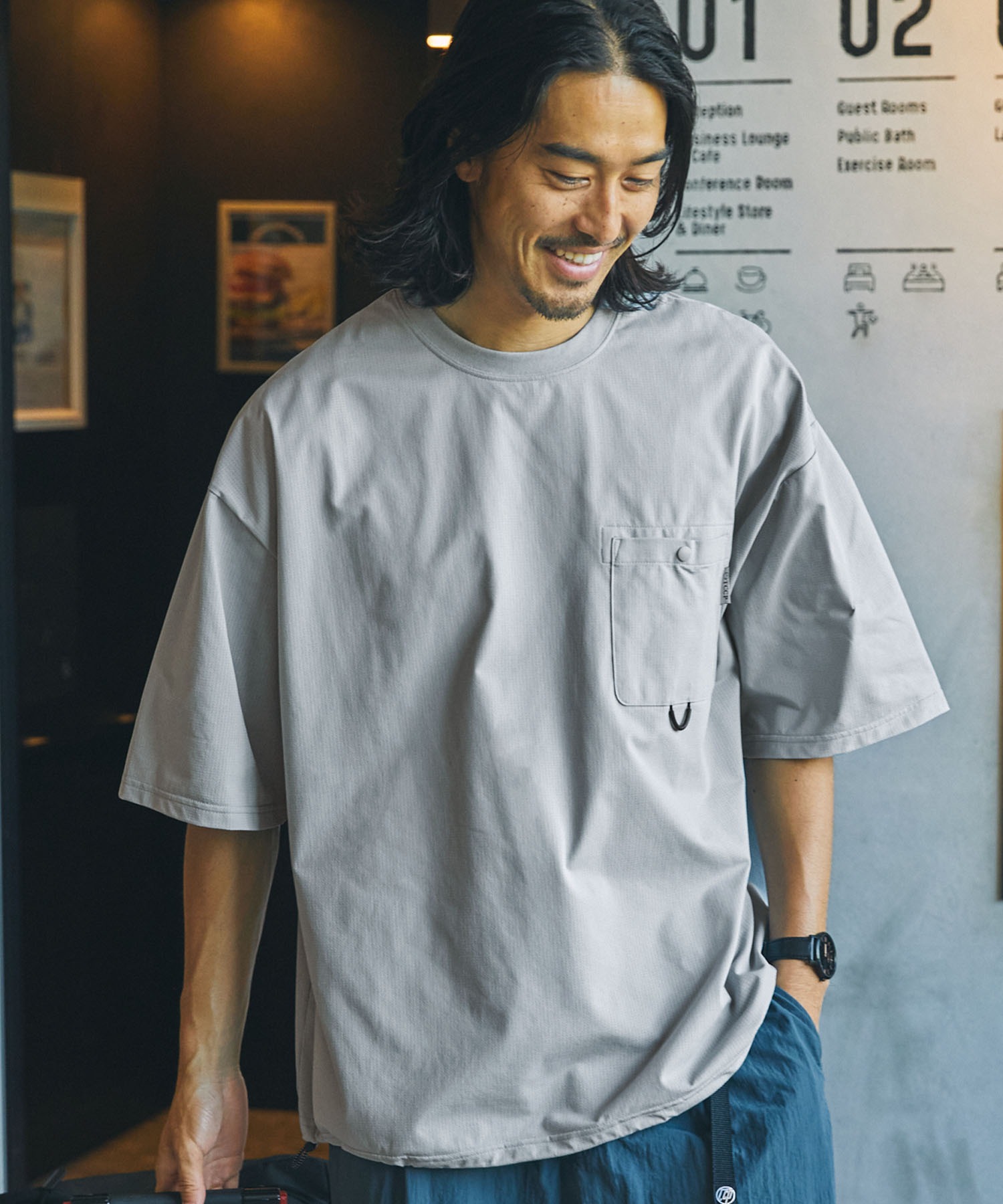 シルク混【HERNO】 ストレッチ クルーネックコート MELTON R-SIDE SLIT COAT(S Black): Yohji Yamamoto｜THE SHOP