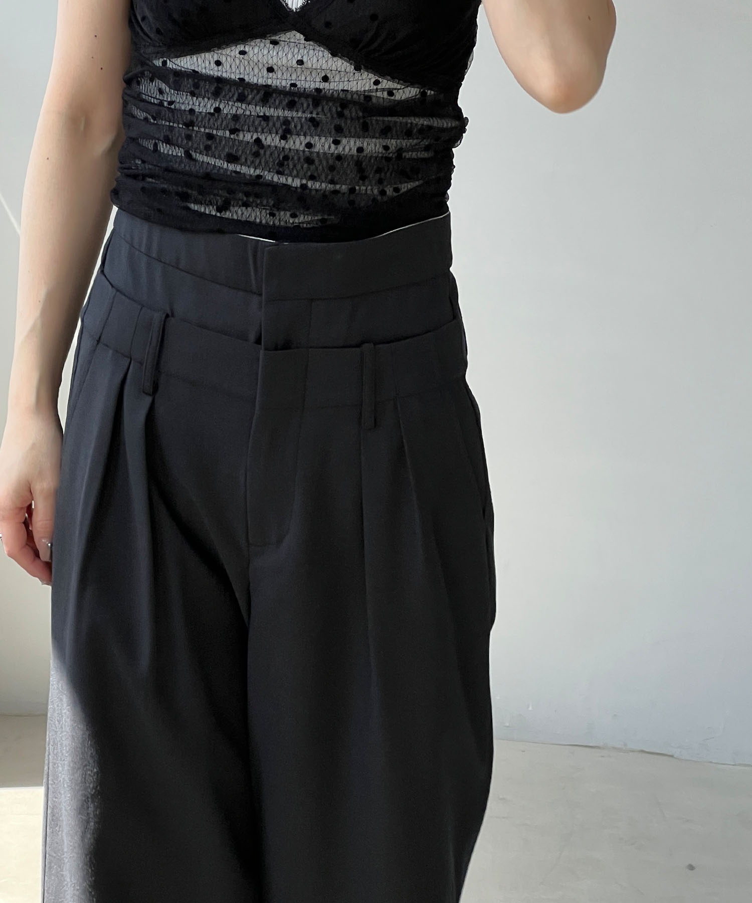 YOUYILIN】ダブルウエスト 2タックスラックス CHYOUW25s022