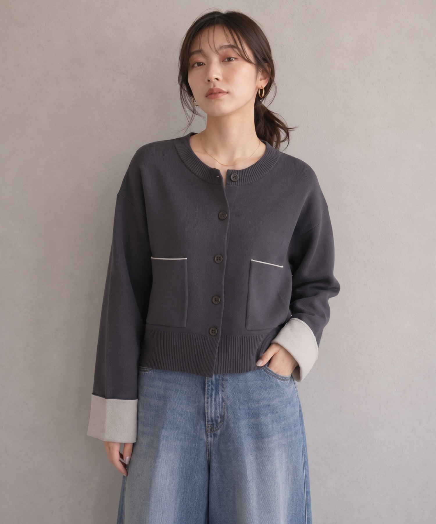 model：160cm
着用サイズ：F