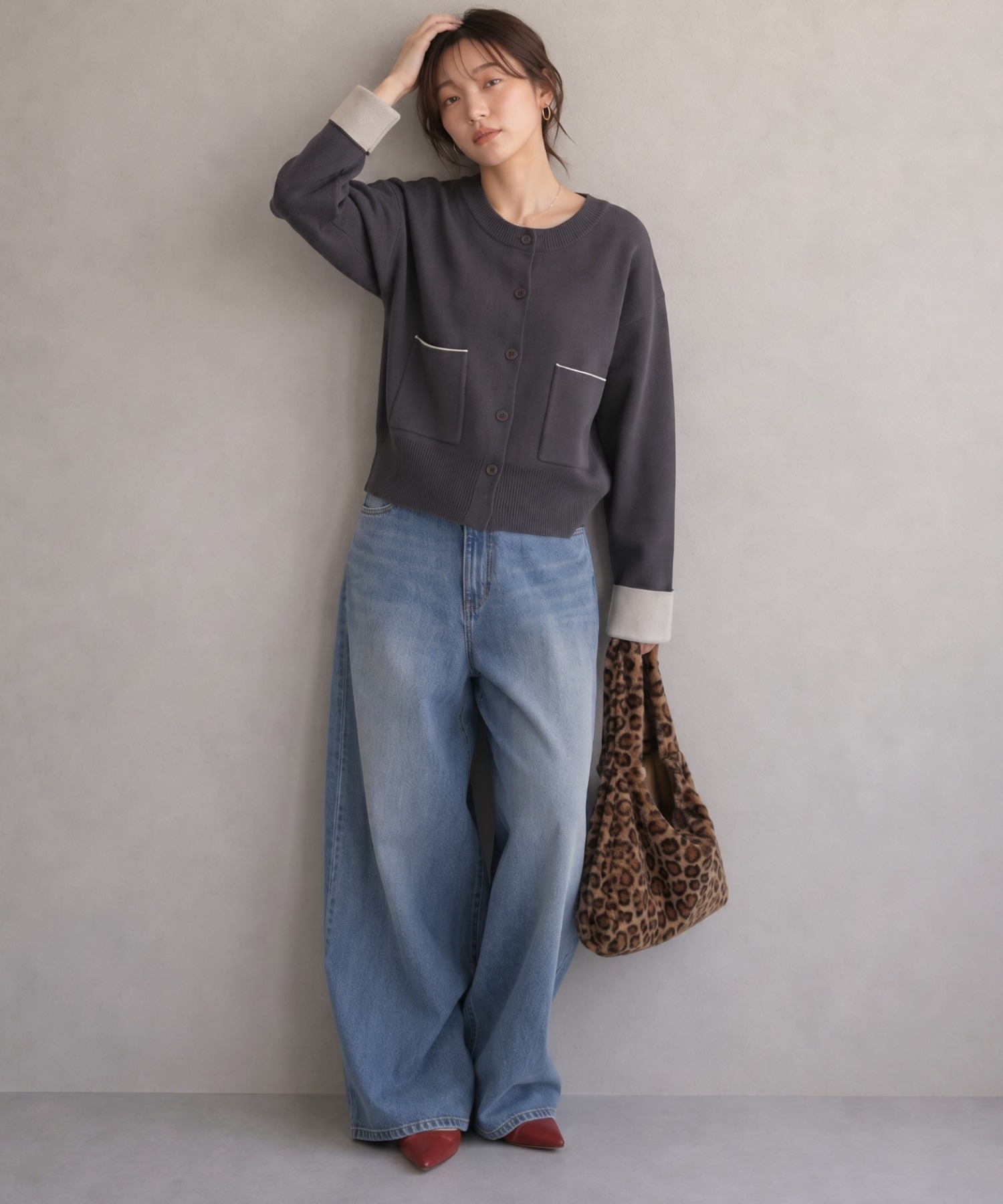 model：160cm
着用サイズ：F