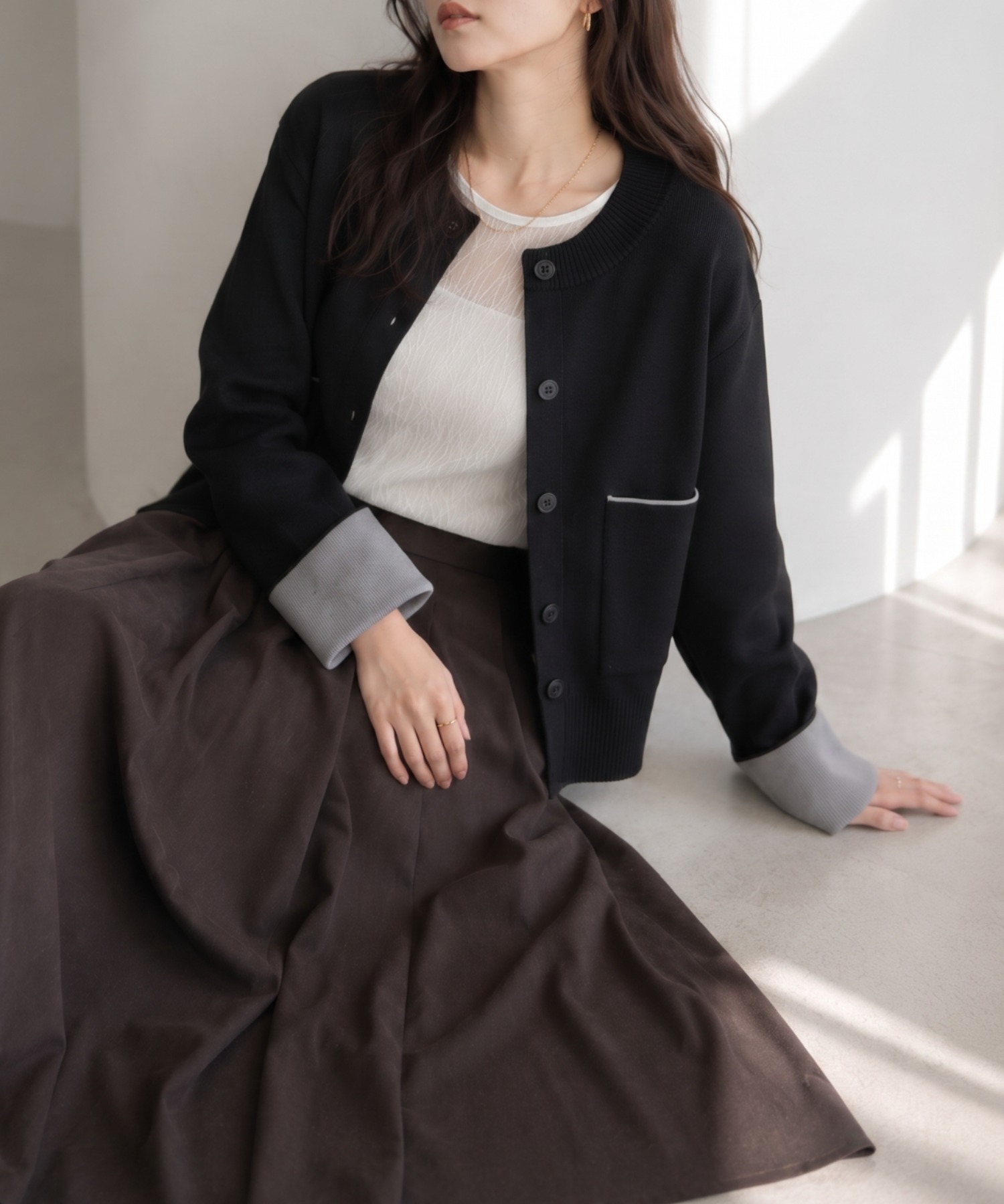 model：160cm
着用サイズ：F