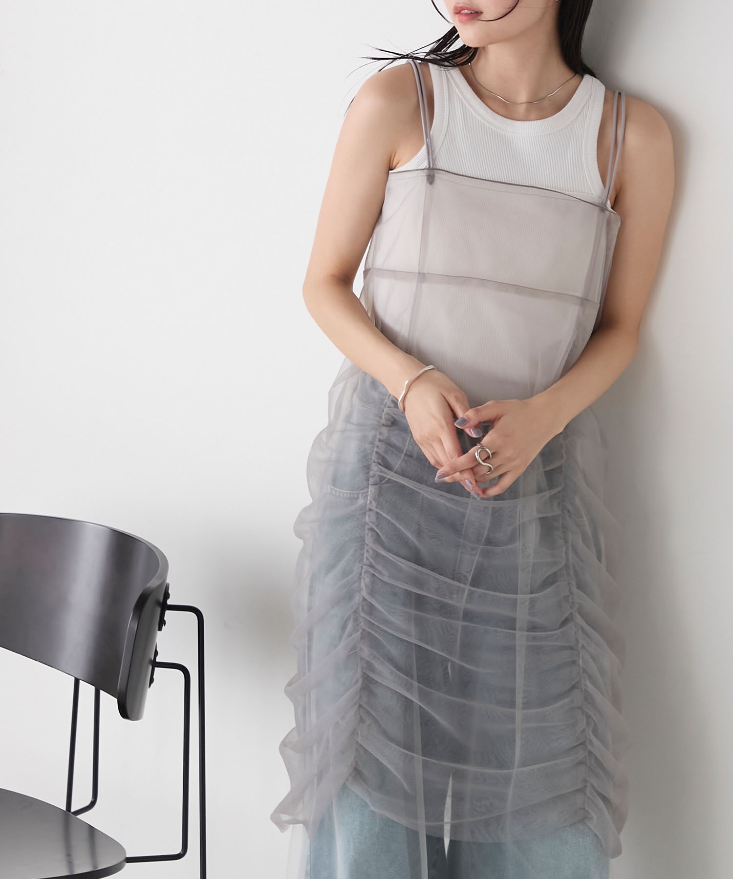 Reneルネ サイドギャザーリネンワンピース FOXEY M'SGRACY Reneルネ サイドギャザーリネンワンピース FOXEY M'SGRACY